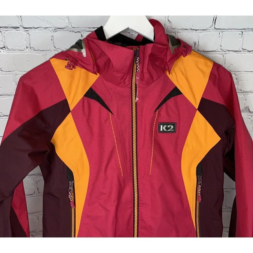 K2 GORE-TEX Girls' Pink Orange Ski Shell Jacket Coat Size 90 EUC